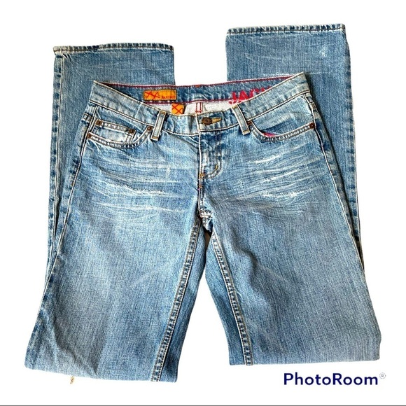 New Bartack Street Fashion Bootcut Light Wash Jack Jeans 27 - Picture 3 of 9